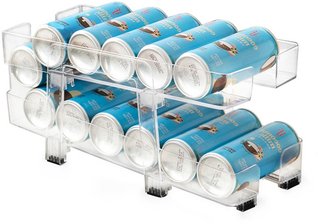 호밍사이 확장형 음료 맥주캔 정리 트레이 냉장고 캔 정리랙 음료 자동 디스펜서, 투명색, 1개