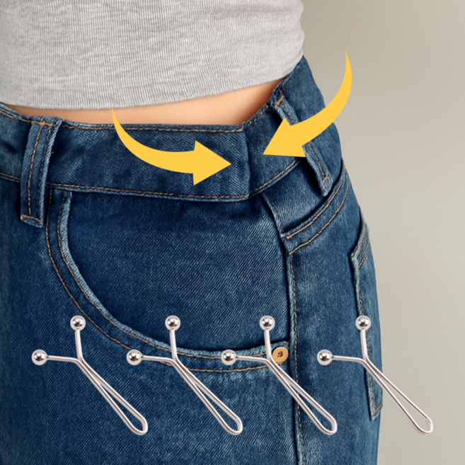 오데트 Y핀 허리 조절 클립 바지 허리줄이기 옷핀, 실버, 4개