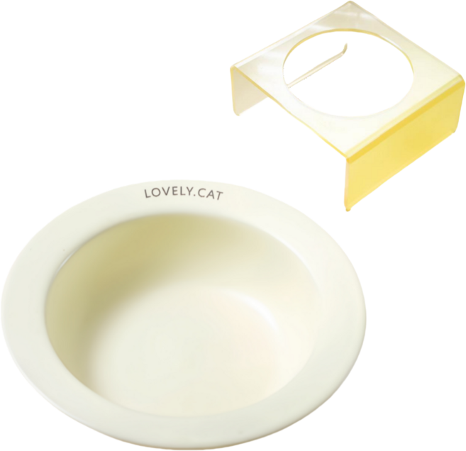 타이디 식기세트 애견식기 아크릴 고양이물그릇+거치(혼합색상 랜덤 발송), 흰색, 1개