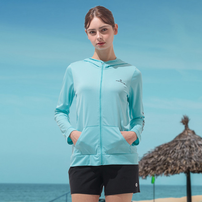 에어워크서프 여성래쉬가드세트 2피스 후드집업+보드숏 YAW5216+YAW5119