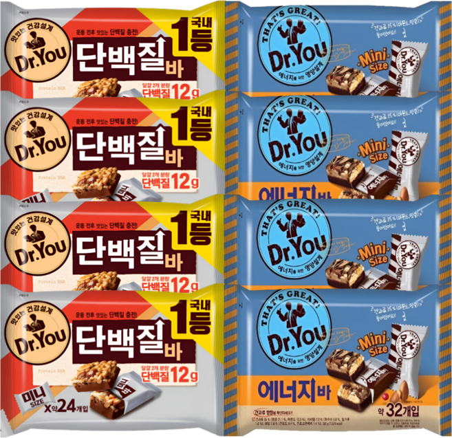 닥터유 미니 초코바 대용량(에너지바+단백질바), 667.5g, 4세트