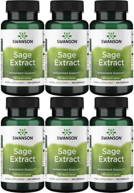 스완슨 세이지 추출물 160mg, 6팩, 100정 - 쿠팡