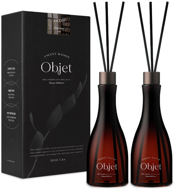 1+1 에이센트 오브제 디퓨저 실내방향제 300ml 2개 세트, 북스토어