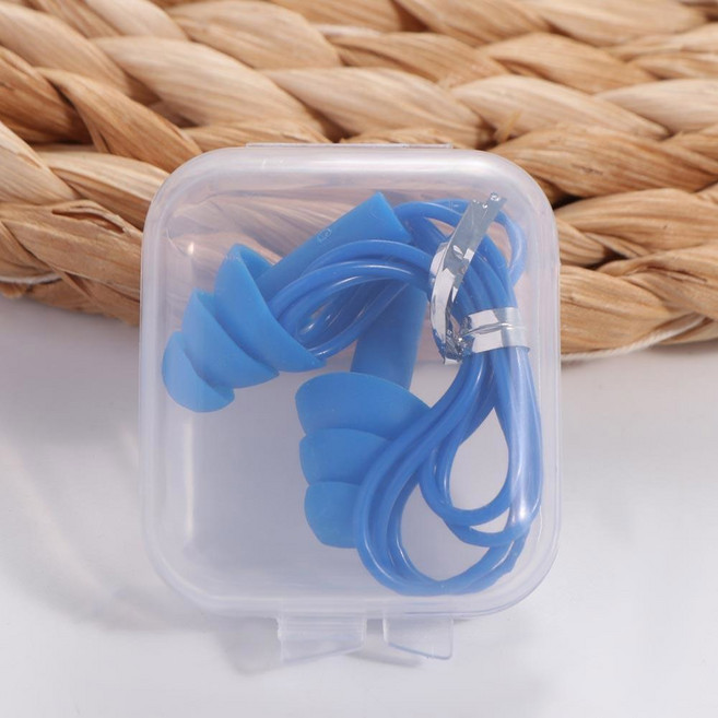 실리콘 귀마개 수면 성인 수영 다이빙 서핑 로프 코 클립, 9. blue, 1개
