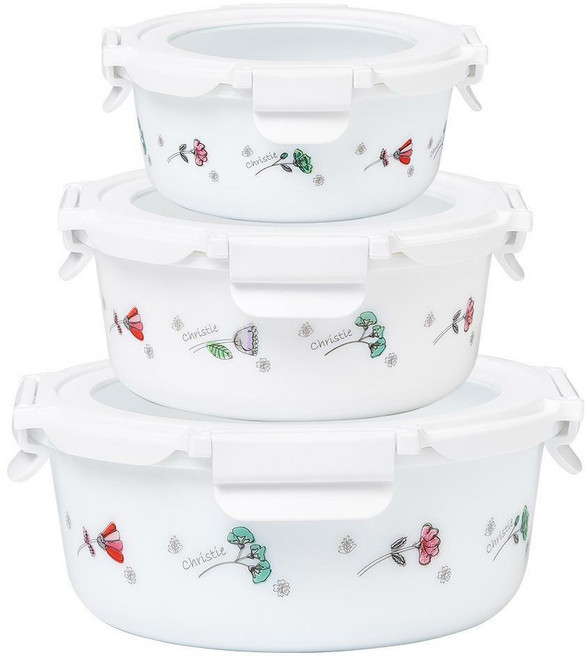 메이페어 플뢰르데샹 유리 밀폐용기 3종 세트, 정사각3종, 1개