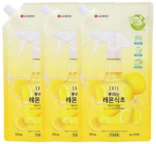 세이프 뿌리는 레몬식초 리필형, 3개, 725ml