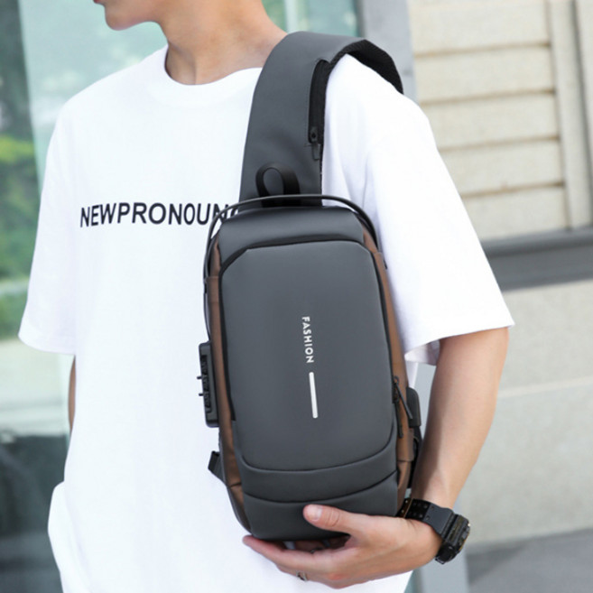 (주)에이스샵_남여 공용 슬링백 크로스백 힙색 메신저백, 그레이 골드