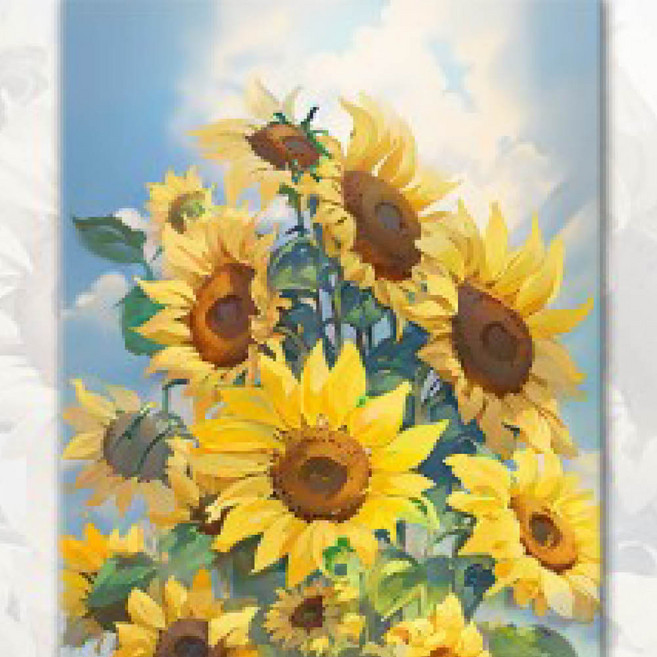 솔리스토어 diy 그림그리기 30 x 40 cm 캔버스 액자 해배라기 꽃 인테리어 액자만들기 예쁜 그림 액자 거실인테리어 유화그리기 재물운 소품 돈들어오는 그림 장식품 DYI, 1개, 해바라기