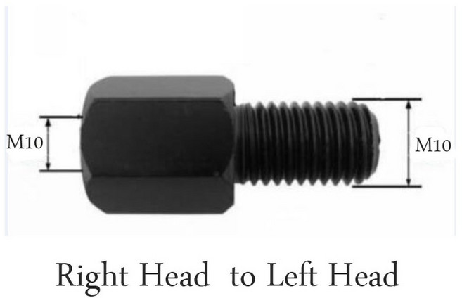 10mm 실버 블랙 어댑터 변경 나사 오른쪽 M8 미러 8mm 왼쪽 오토바이 스쿠터 모터 M10, Black Type 2, 02 Black Type 2