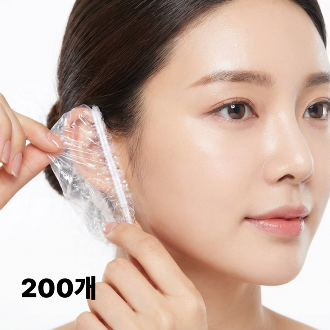ETCM 염색용 일회용 위생 비닐 이어캡 귀덮개 커버 200P, 200개, 투명