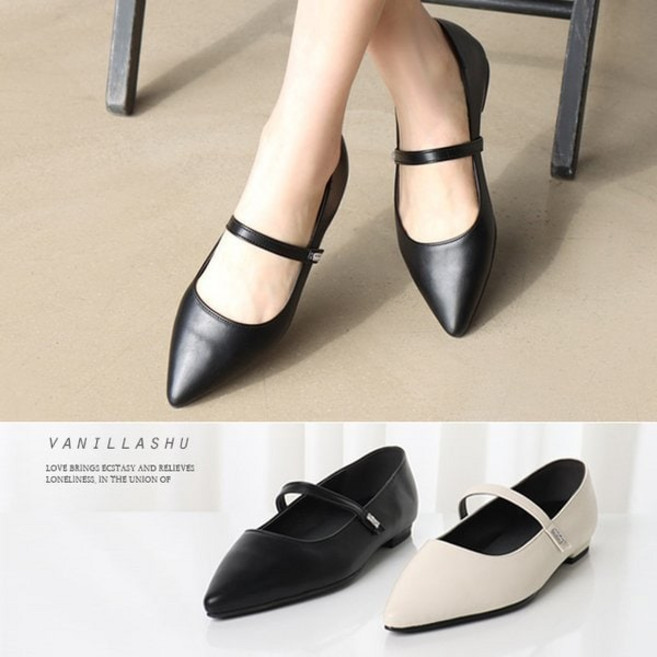 바닐라슈 르젠니 슬림 메리제인 큐빅장식 플랫슈즈 1cm