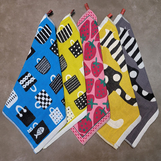 (5종모두) 100% 거즈 면 주방타올 핸드타올 고리 수건 어린이집 유치원 답례품, 5개