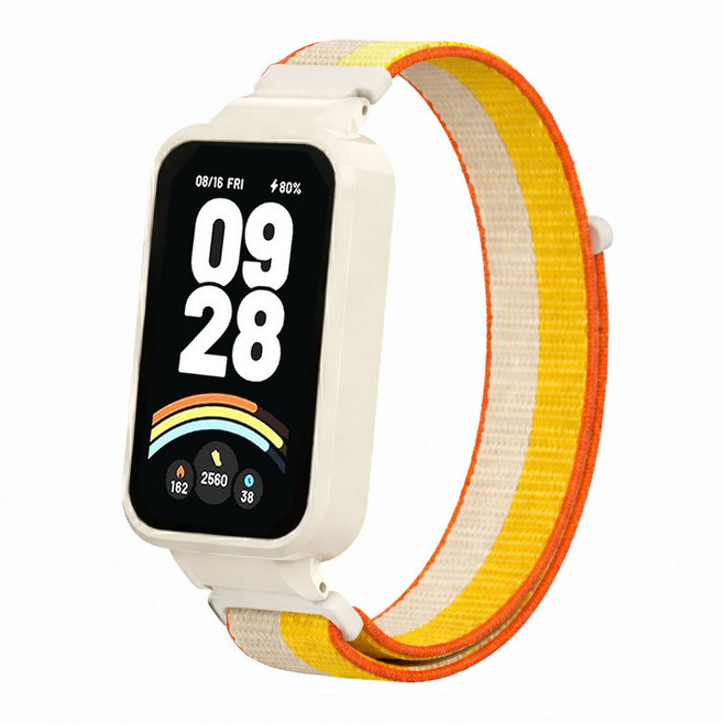오네꼬네 샤오미 미밴드9 액티브 호환 일체형 스트랩 벨크로 나일론 찍찍이 밴드 시계줄, 1개, 하프옐로우