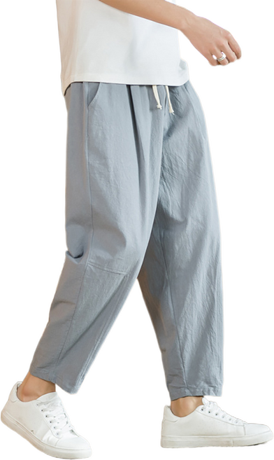 셀럽당남자 여름 얇은 면 마바지 9부 와이드 일자 빅사이즈 캐주얼 바지