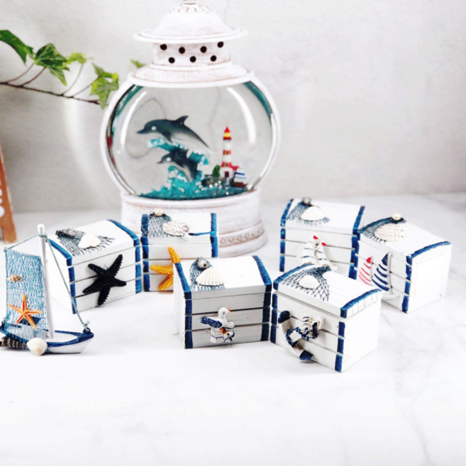 여름 미니 보물상자 바다 상자 아이템 박스 수납함 인테리어 소품 디자인 아이디어 상품, 검은 불가사리