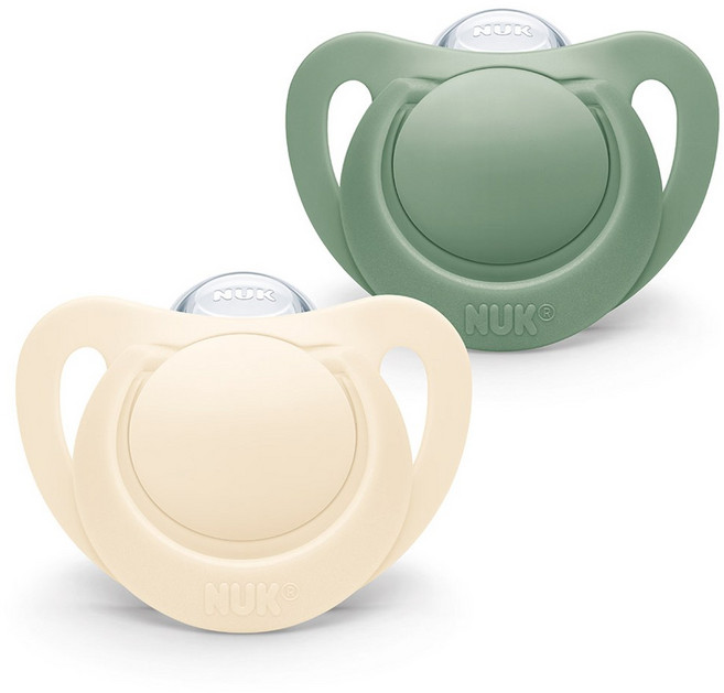 누크 유아용 For 네이처 노리개젖꼭지 2종 세트, S2 (6~18개월), 그린 + 베이지, 1세트