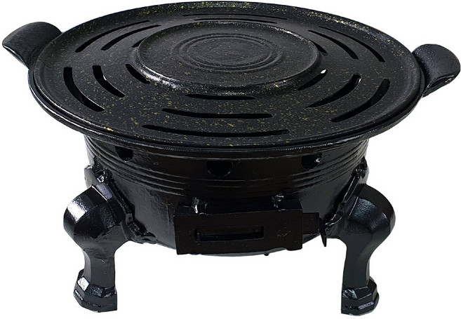 통주물 숯불 미니 화로구이 세트 33cm 36cm 숯불불판 포함 직화 바베큐그릴 국산, 숯불 화로구이세트(주물화로+솥뚜껑구이판)_36cm, 1개