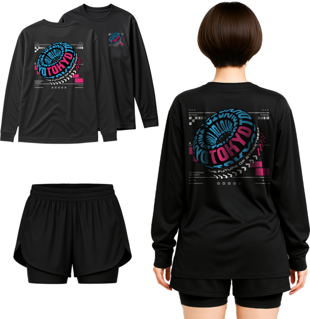 몰토벨리노 TST 여름 워터파크 물놀이 수영복 상하 세트 여성 오버핏 긴팔 래쉬가드+3부 보드숏 워터 레깅스, M, 도쿄804+3부3부