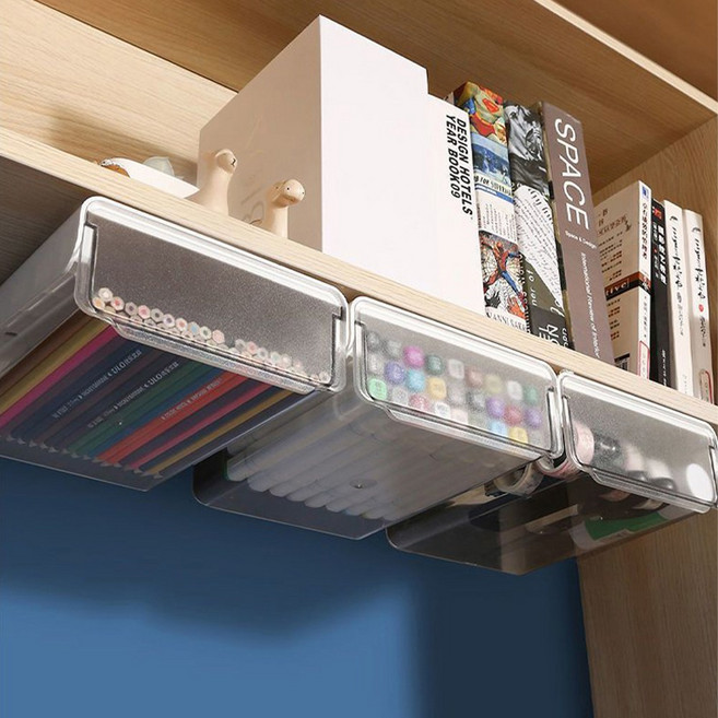 Qiaokao 테이블하단 서랍형 문구보관함, 3개, 화이트