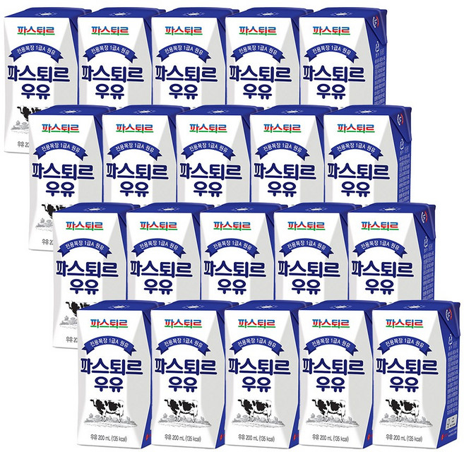 파스퇴르 전용목장 우유, 200ml, 20개