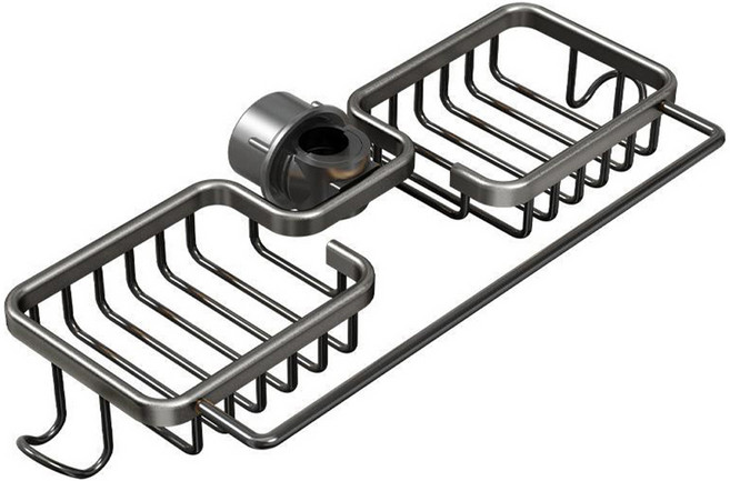 투데이리빙 싱크대 메탈 와이어 수전 선반 무타공 세면대 수납 정리 욕실 주방 다용도 거치대 씽크대 걸이 받침 물빠짐 배수 받침대, 1개, R98575G(그레이