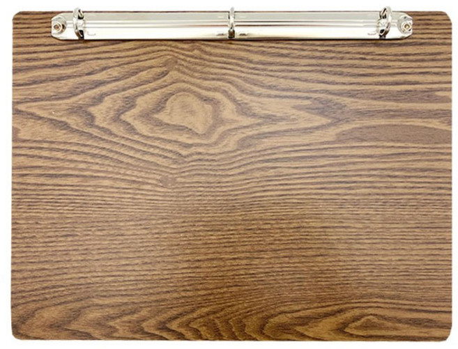 메뉴판 3공 클립보드 A4 메뉴북 투명 속지포함, 1개, 우드