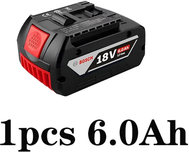 보쉬 18V 전문 시스템용 교체 배터리 Draadloze Bat609 Gba18v80 셀 6Ah, 1 PCS 6.0Ah