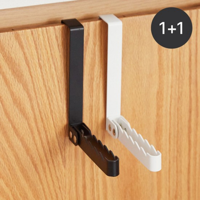 루미 철제 접이식 5구 도어훅 1+1, 블랙2P