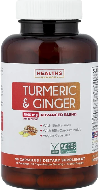 헬스하모니 바이오페린 함유 강황 앤드 생강 캡슐 90정, 6개 - 쿠팡