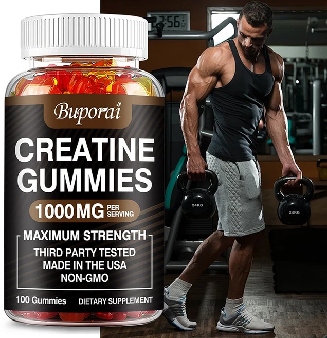 크레아틴 일수화물 구미 1000 mg - 남성과 여성이 근력 근육 에너지 및 지구력을 키워주는 비건 크레아틴 구미입니다, 1개, 100정 - 쿠팡