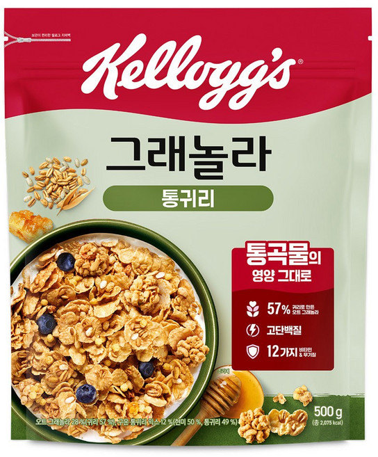 켈로그 통귀리 그래놀라 시리얼, 500g, 5개