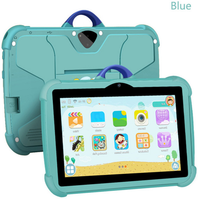 어린이를위한 새로운 7 인치 5G WiFi 태블릿 Pc 최고의 선물 안드로이드 키즈 게임 교육 학습 쿼드 코어 4GB RAM 64GB ROM, 한개옵션2, 01 Standard Version, 01 Blue