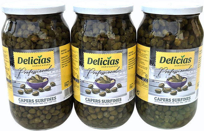 델리시아스 케이퍼 연어요리 파스타소스 절임 피클 병조림, 950g, 3개