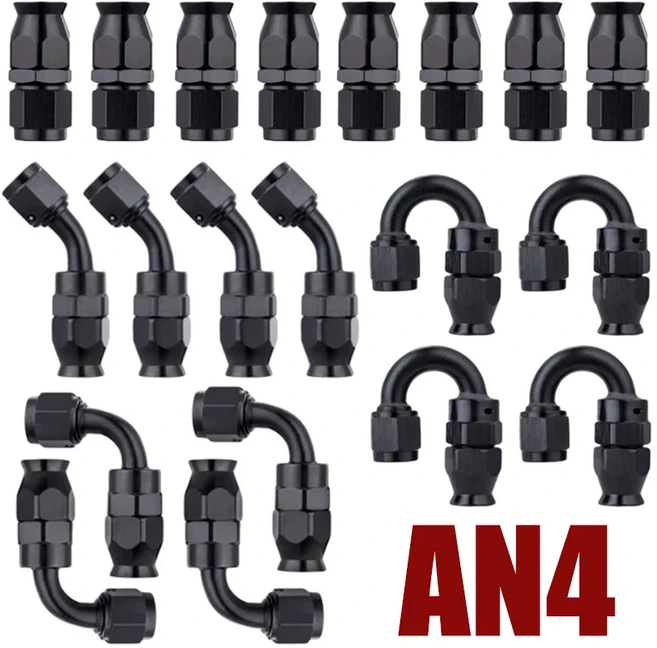 20Pcs 유니버설 AN3 스트레이트 45 90 학위 회전 PTFE 오일 연료 라인 용 가능한 호스 엔드 피팅 어댑터, 05 AN4 Black
