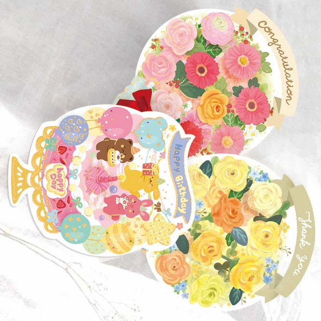 회사선물 롤링 페이퍼 카드, 1 (핑크)꽃다발