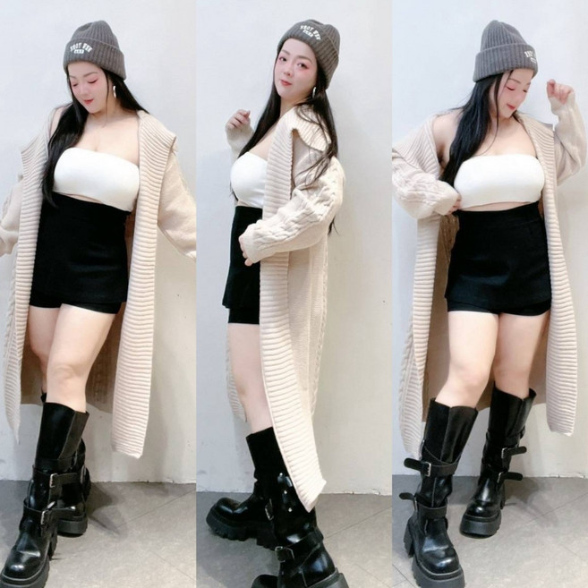 雪莉小姐 韓版 慵懶風 針織長版罩衫 外套