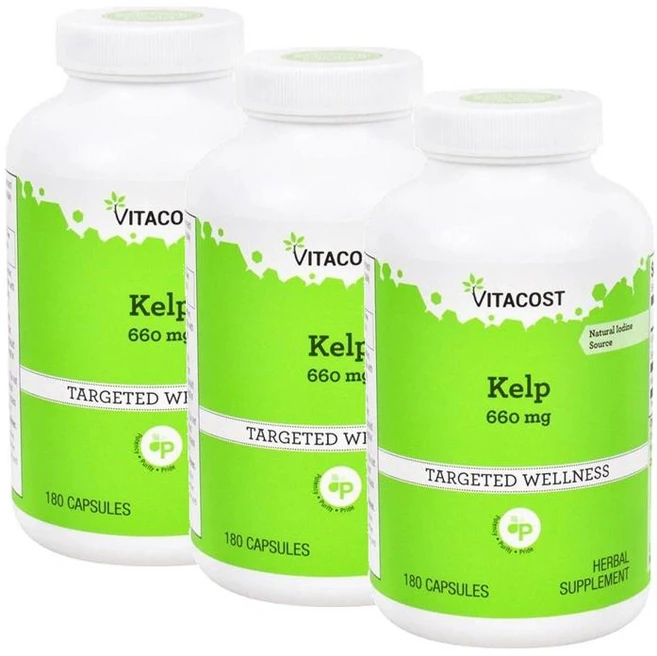 비타코스트 켈프 요오드 660mg 캡슐 Vitacost Iodine Source Kelp, 3개, 180정 - 쿠팡