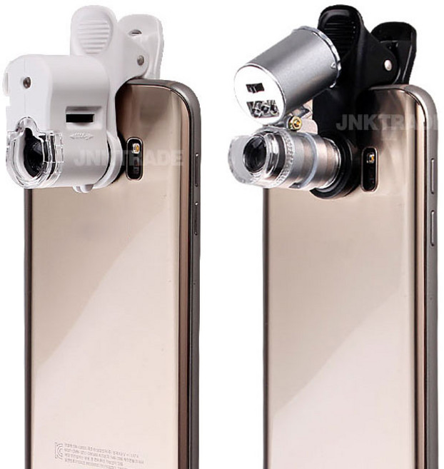 60배율 LED 스마트폰현미경 확대경 돋보기, 화이트