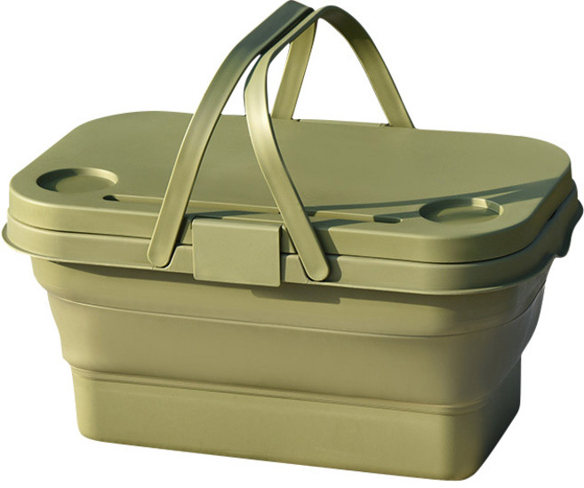 피크닉 접이식 폴딩 캠핑 차박 테이블 박스 설거지통, 1개, 1단, 그린