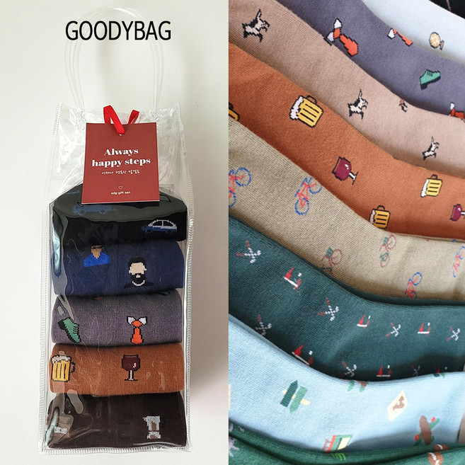 [당일발송] 국산 남성 양말 5켤레세트 단체 양말 선물 답례품 국산 Ksox 케이싹 크리스마스 할로윈 선물