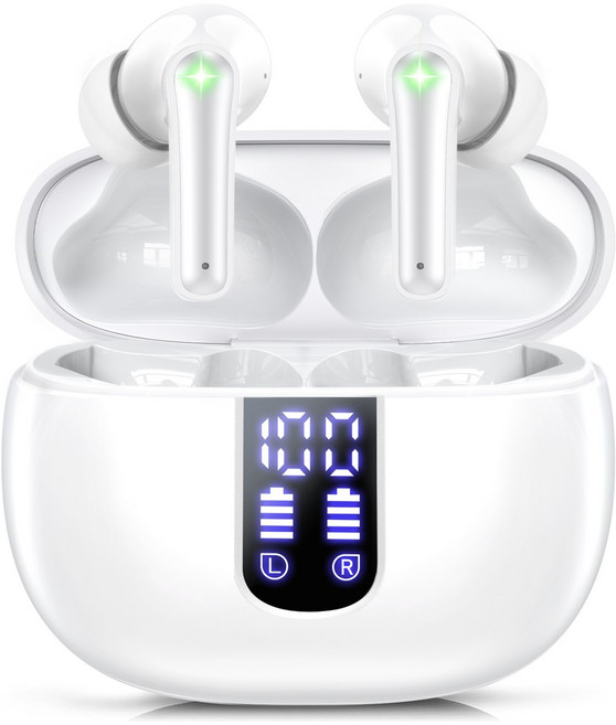 KONLI 커널형 무선 블루투스 이어폰 ACC ENC 노이즈 캔슬링 HiFi 고음질 C타입 이어폰, 화이트, T16