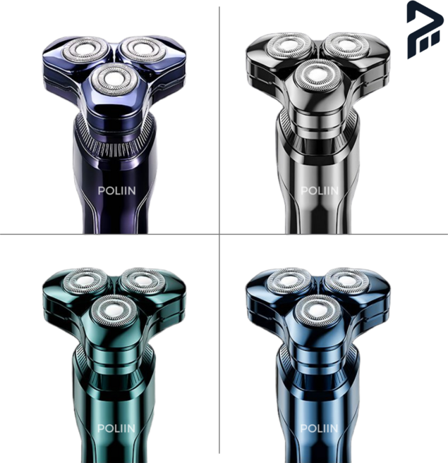 POLIIN 전기면도기 완전 방수 IPX7 등급 C타입 충전 남자 전동 면도기 KS0272, 토브 블루오렌지