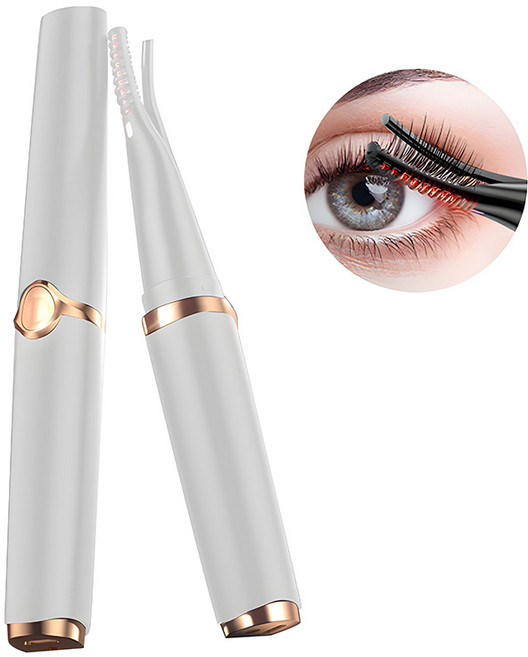 Kiboer 집게형 속눈썹 고데기 스마트 3단계 온도 조절 온도 표시 USB 고속 충전, 화이트