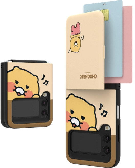 [사은품증정] 카카오 갤럭시 Z플립4 춘식이 빼꼼 자석 카드 수납 범퍼 휴대폰 케이스