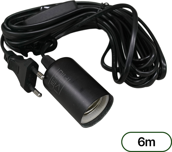마녀박스 식물등 소켓 E26 도자기 조명 전구소켓 전등 행잉소켓 LED, 행잉소켓 E26 6m, 1개, 블랙