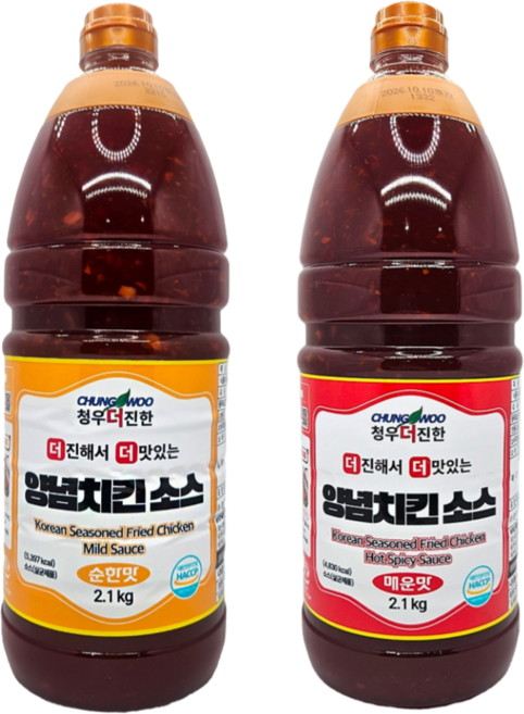 청우 양념 치킨 소스 1+1 순한맛+매운맛 2.1kg 유명 치킨집 그맛 그대로, 1세트