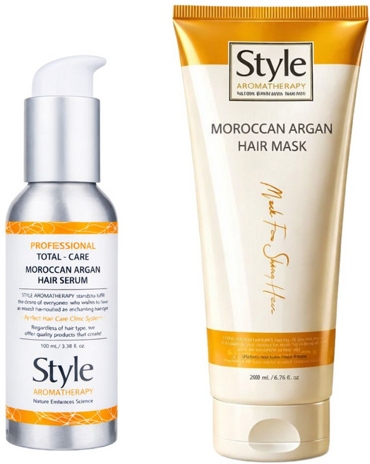 모로칸 아르간 헤어팩 200ml 헤어오일 100ml 2종 손상모 케어 트리트먼트, 1세트