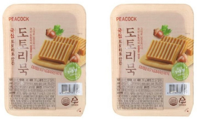피코크 탱탱한 식감 통통 튀는 국산 도토리묵 350g 냉장, 2개, 2개