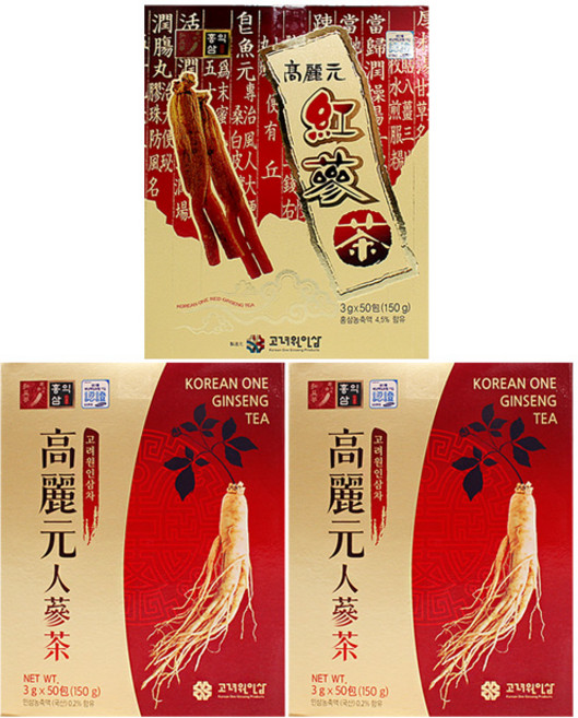 고려원인삼 인삼차 2개 +홍삼차 1개 (150포), 3g, 50개입