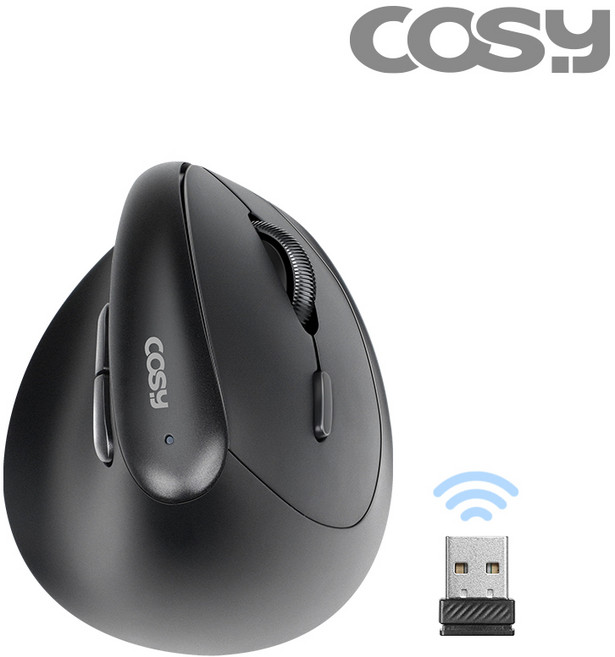 코시 작은 손 미니 버티컬 무소음 무선 마우스 M4142WL, 검정, M2277WL